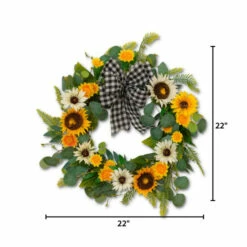 Deals 🎁 The Gerson Company 22"D Sunflower & Eucalyptus Wreath ⌛ -Outlet Gerson Store unnamed file 102