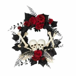 Buy 😀 Gerson 24" Diameter 🎃 Halloween Skeleton And Roses Wreath ❤️