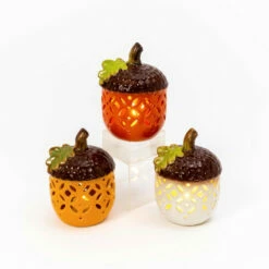 Outlet Gerson Store 28 Brand new βοΈ Gerson Set Of 3 Assorted Battery-Powered Lighted Ceramic Acorns β¨
