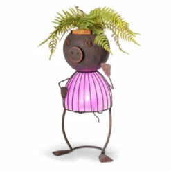 Discount π Gerson Company 20.87" Solar Lighted Garden Meadow Pig Pot Head π―