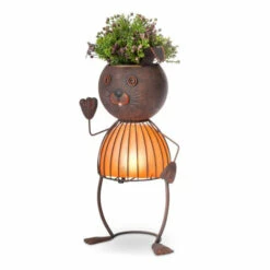 Best Pirce ⭐ Gerson Company 20.87" Solar Lighted Garden Meadow Rabbit Pot Head 🛒