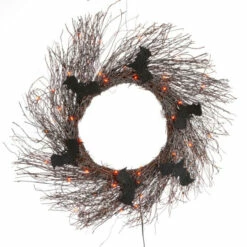 Buy ⌛ The Gerson Company Black Glitter Twig 🎃 Halloween Wreath W/ Bats, Lights ✨