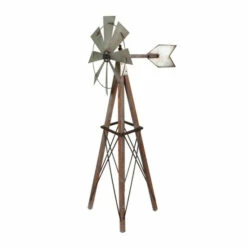 Promo π₯ Gerson 59" Metal And Wood Spinning Yard Windmill β¨