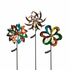 Flash Sale π Gerson Set Of 3 Assorted 49" Wind Spinners With Solar-Powered Lights π