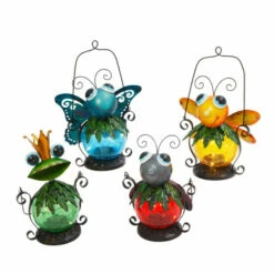 Brand new β Gerson Assorted Metal And Glass Solar Garden Critter Lanterns 4-pack π€©