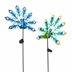 Coupon π― Gerson Assorted Metal And Glass Solar Peacock Yard Stakes 2-pack π