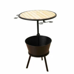 Buy ⌛ Gerson Metal And Wood Outdoor Wine Table With Ice Bucket 💯
