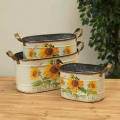 Buy ✨ Gerson Assorted Metal Nesting Sunflower Decorative Buckets 3-pack 🥰 -Outlet Gerson Store unnamed file 325