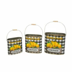 Best deal 😀 Gerson Metal Nesting "Farm Fresh Lemonade" Decorative Buckets 3-pack 🤩