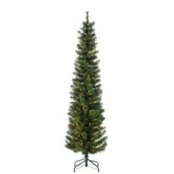Discount π Gerson Company 7.5' Hard Mixed Needle Cashmere Thin Tree W/ 200 Lights π