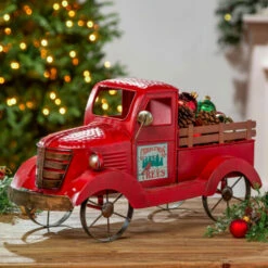 Flash Sale 🎉 Gerson Company 18.9" Red Antique Metal And Wood Truck W/ 3 Magnets 😍 -Outlet Gerson Store unnamed file 386