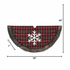 Outlet 🔔 The Gerson Company 48" D Buffalo Plaid Tree 👗 Skirt With Snowflake 🧨 -Outlet Gerson Store unnamed file 439