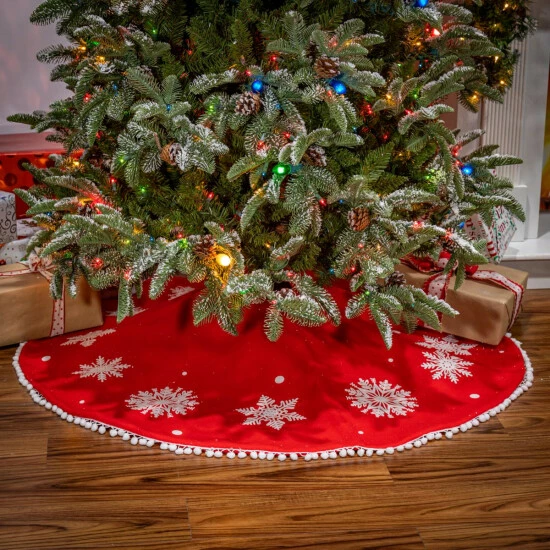Budget π The Gerson Company 48" Velvet Felt Holiday Pompom Snowflake Tree π Skirt β¨ 5 Budget π The Gerson Company 48" Velvet Felt Holiday Pompom Snowflake Tree π Skirt β¨ - Image 3