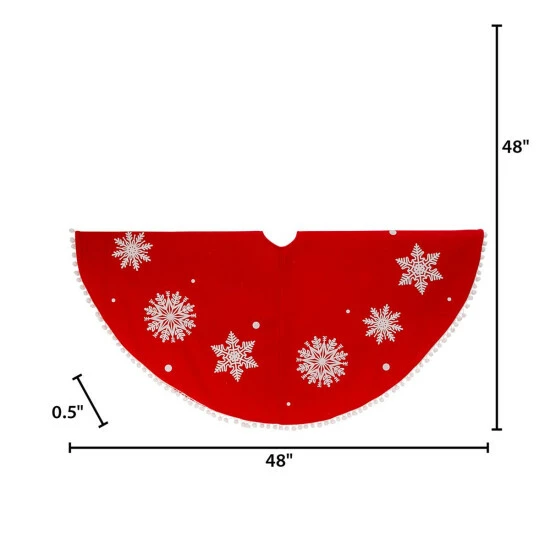 Budget π The Gerson Company 48" Velvet Felt Holiday Pompom Snowflake Tree π Skirt β¨ 6 Budget π The Gerson Company 48" Velvet Felt Holiday Pompom Snowflake Tree π Skirt β¨ - Image 4