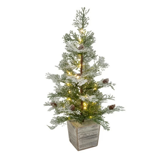 Budget π The Gerson Company 26" Flocked Pine Tree In Wooden Box With LED Lights β€οΈ 4 Budget π The Gerson Company 26" Flocked Pine Tree In Wooden Box With LED Lights β€οΈ - Image 2