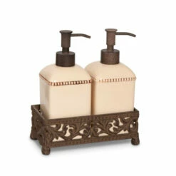 Best reviews of 🧨 The Gerson Company Acanthus Leaf Cream Ceramic Soap & Lotion Set 🎉