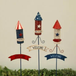 Brand new 🎉 The Gerson Company Assorted 21" Americana Firework Yard Stakes 🧨 -Outlet Gerson Store unnamed file 549