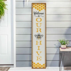 Discount 🎁 The Gerson Company 48" Wood Engraved Bee Design Porch Sign 💯 -Outlet Gerson Store unnamed file 562