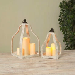 Deals 🔔 The Gerson Company Assorted Fir Wood & Metal Lanterns - Set Of 2 ⭐ -Outlet Gerson Store unnamed file 588