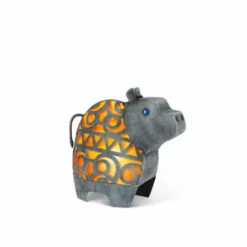 Best Sale 🛒 Gerson 13.78"H Medium Solar Lighted Metal Hippo (Topaz/Silver) ✔️