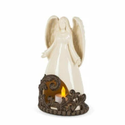 Brand new 🔥 The Gerson Company Cream Stoneware Angel Votive In Metal Base 🎁 -Outlet Gerson Store unnamed file 60