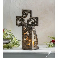 New ✔️ The Gerson Company Metal Acanthus Cross Votive ✨ -Outlet Gerson Store unnamed file 62