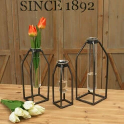 Brand new 😍 The Gerson Company Set Of 3 Assorted Glass Vases With Metal Stands ✔️ -Outlet Gerson Store unnamed file 627