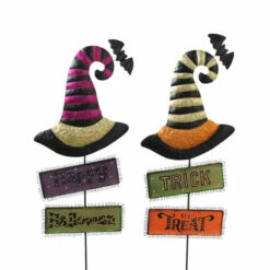 Buy 🔥 Gerson Company 37" Metal Witch Hats With 🧛 Halloween Signs 2-pack ⌛