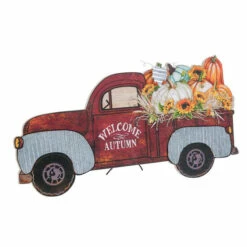 Cheap 🎁 Gerson Company 31.5"L Painted Wood Truck With Fall Filled Bed 🤩