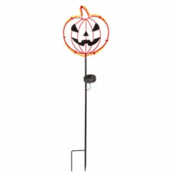 Best Sale 😍 Gerson Company 31.8"H Solar Metal 🎃 Halloween Pumpkin Face Stake 2-pack 😉 -Outlet Gerson Store unnamed file 693