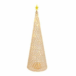 Budget π The Gerson Company 23.8"H B/O Lighted Jeweled Cone Tree, Gold π