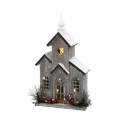 Budget ⌛ The Gerson Company 16" H Lighted Wood House W/ Pine And Berry Accent 🛒