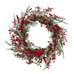 Wholesale 💯 The Gerson Company 24" Winter Greenery Spray Wreath With Berry Accents 🎁