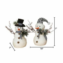 Wholesale ✔️ The Gerson Company Set Of 2 18" Holiday Snowmen W/ Pine & Fabric Bow 👍 -Outlet Gerson Store unnamed file 768