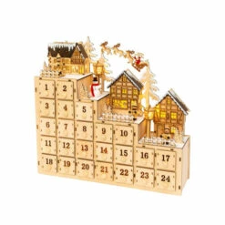 Promo ❤️ The Gerson Company 14.9" Lighted Wood Village Scene Advent Calendar 😀