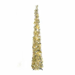 New π₯ The Gerson Company 65" UL Gold With Silver Accents Tinsel Pop-Up Tree π₯