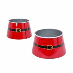 Promo 🧨 The Gerson Company Set Of 2 Nesting Metal Santa Belt Mini Tree Collars ✨