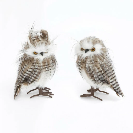 New π The Gerson Company Set Of 2 Realistic Faux Fur And Feather Owls π 3 New π The Gerson Company Set Of 2 Realistic Faux Fur And Feather Owls π