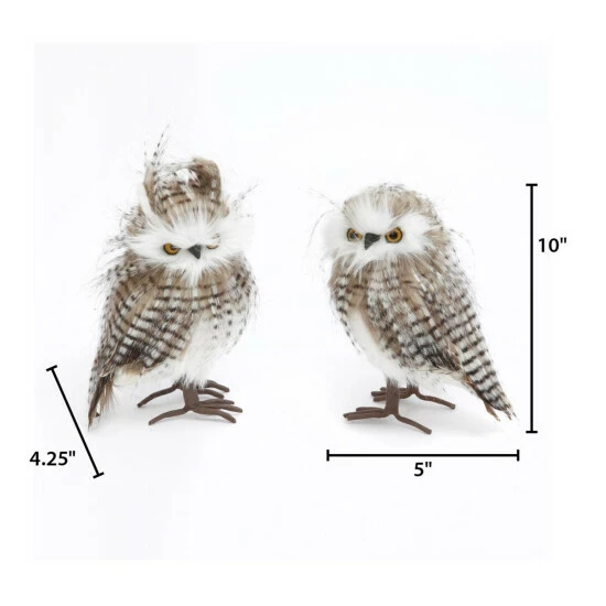 New π The Gerson Company Set Of 2 Realistic Faux Fur And Feather Owls π 4 New π The Gerson Company Set Of 2 Realistic Faux Fur And Feather Owls π - Image 2
