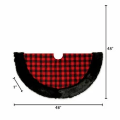 Promo 😉 The Gerson Company 48" Faux Fur-Trimmed Buffalo Plaid Tree 👗 Skirt 🛒 -Outlet Gerson Store unnamed file 795