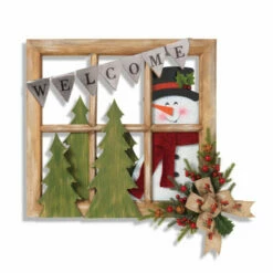 Promo 🎉 The Gerson Company 18" Wood & Metal Window W/ Snowman & Floral Accent ❤️