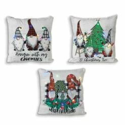 Discount π The Gerson Company Set Of 3 16" Lighted Fabric Gnome Design Pillow π