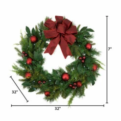 Budget ✔️ The Gerson Company 32" Pre-Lit Mixed Pine Wreath W/ Ball Accents ⌛ -Outlet Gerson Store unnamed file 832