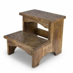 Outlet 💯 The Gerson Company Heritage Collection Mango Wood And Metal Step Stool ✨