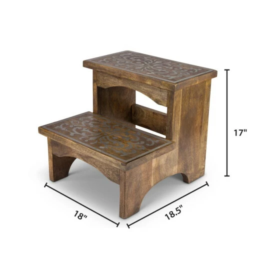 Outlet π― The Gerson Company Heritage Collection Mango Wood And Metal Step Stool β¨ 4 Outlet π― The Gerson Company Heritage Collection Mango Wood And Metal Step Stool β¨ - Image 2