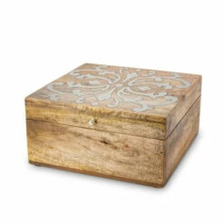 Promo 🤩 The Gerson Company Mango Wood With Metal Inlay Heritage Lidded Box 🧨
