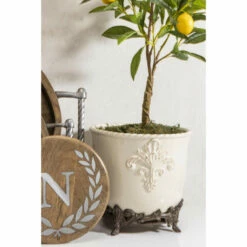 Best deal 💯 The Gerson Company Cream Stoneware Planter On Metal Acanthus Leaf Base 🧨 -Outlet Gerson Store unnamed file 872