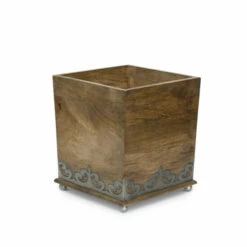 Deals 🧨 The Gerson Company Wood And Metal 8.5" Square Footed Wastebasket 🛒