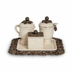 Buy 👏 Gerson GG Collection Acanthus Leaf Sugar & Creamer Set W/Box & Tray Set Of 4 👏