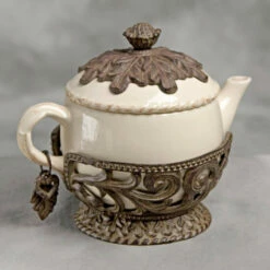 Brand new 😍 Gerson GG Collection Cream Ceramic 32oz Teapot W/ Acanthus Leaf Metal Base 🔥 -Outlet Gerson Store unnamed file 906